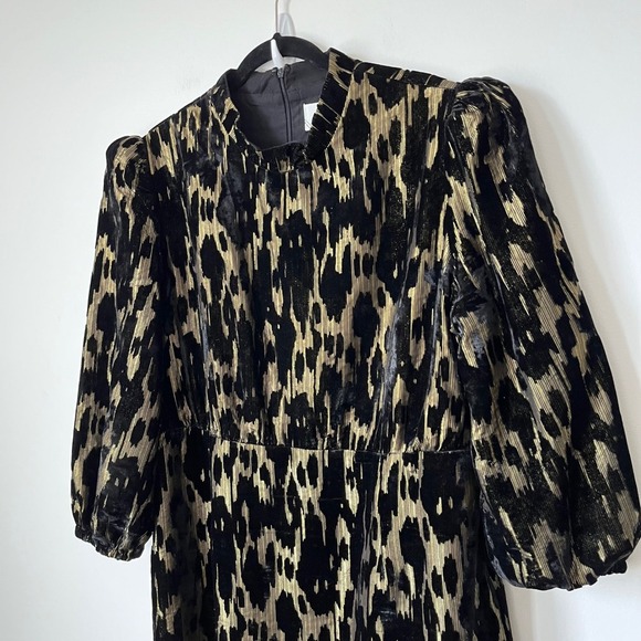 Tuckernuck Pomander Place Black Velvet Gold Metallic Burnout Midi Dress 14 Party - Picture 4 of 12